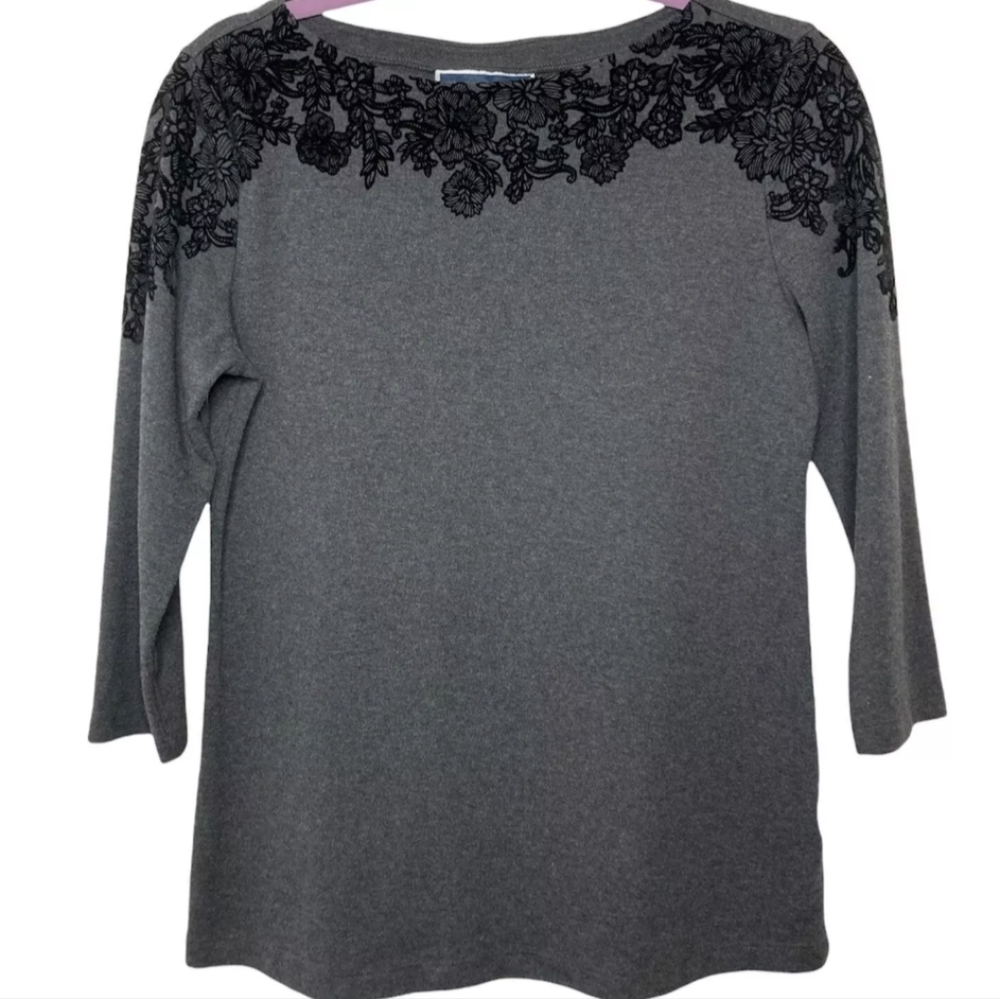 KAREN SCOTT | velvet overlay sweater blouse